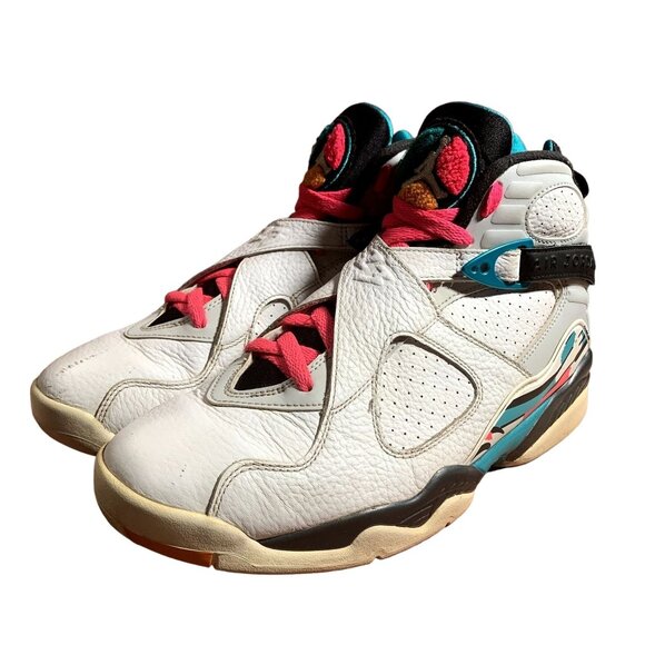 Nike Air Jordan 8 Retro South Beach Sneakers Mens 8 White Pink Green 305381-113 - Picture 8 of 11
